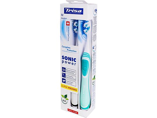 TRISA Sonic Power Complete Protection Duo - Brosse à dents sonique (Blanc/Turquoise et Blanc/Noir)