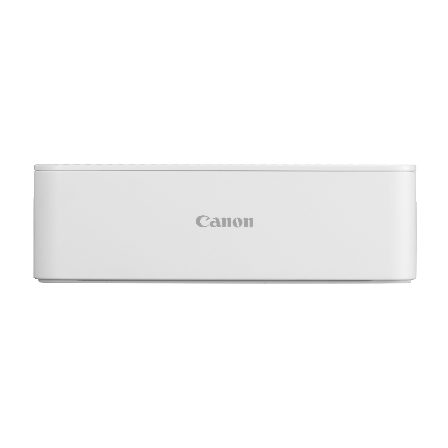 Dispositivo Canon bianco con 'Canon' stampato al centro. È rettangolare e semplice.