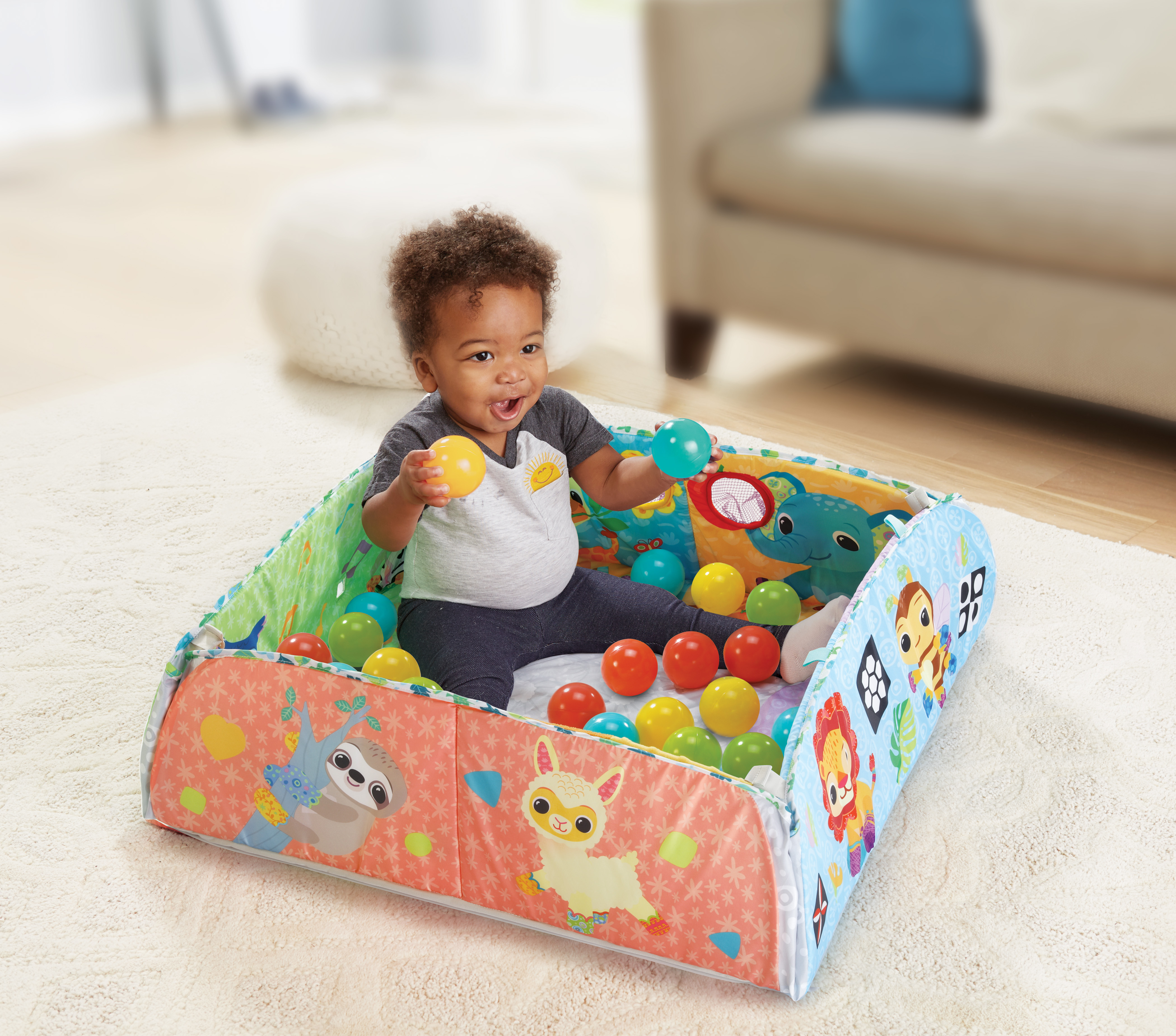 VTECH 7-in-1 Entdecker-Spieldecke Baby-Spielcenter, Mehrfarbig
