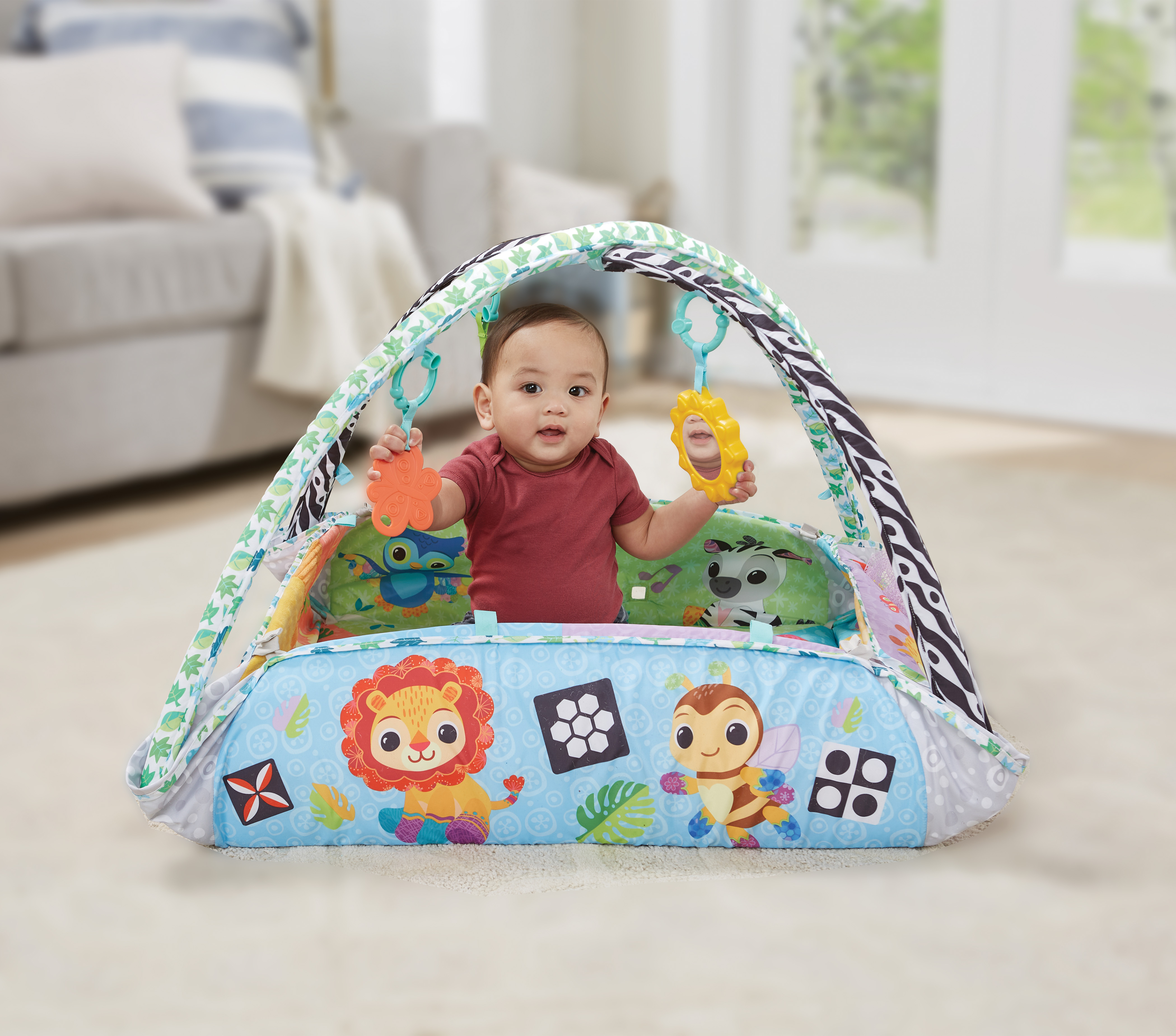 VTECH 7-in-1 Entdecker-Spieldecke Baby-Spielcenter, Mehrfarbig
