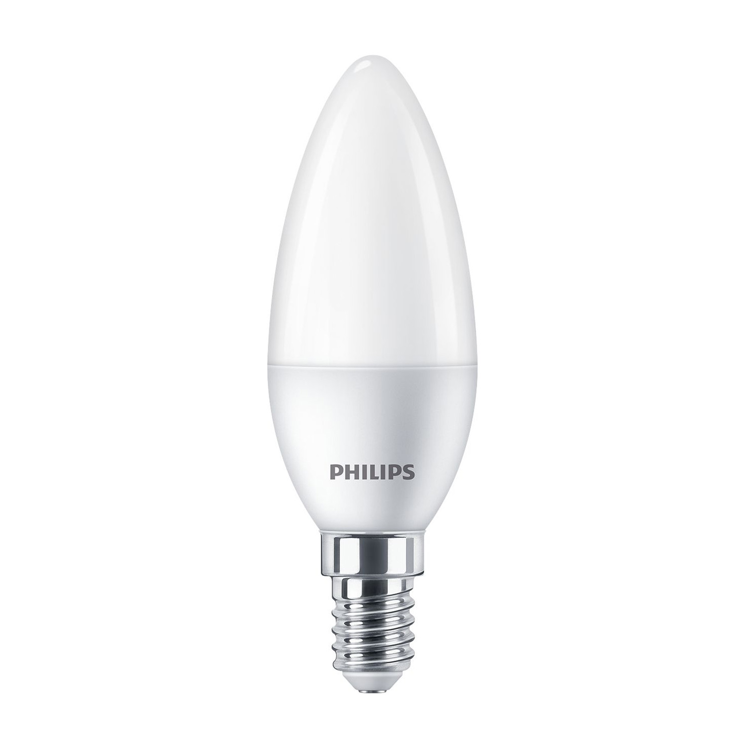 Lampadina bianca con base argentata. Marchio Philips sulla base della lampadina.