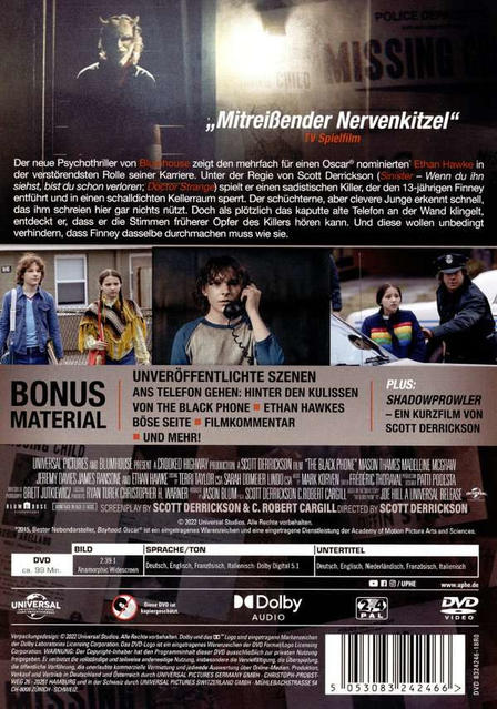 Rückseite einer DVD-Hülle mit Text und Bildern. Enthält Filmdetails und Schauspieler.