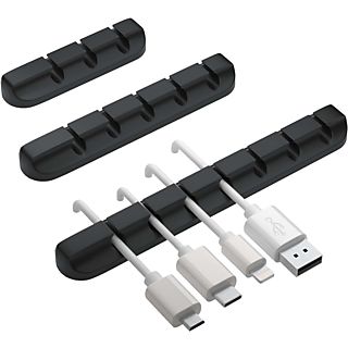 Soporte de cable - ISY ICA-1000, Portacables, 3 Piezas, Silicona, Negro