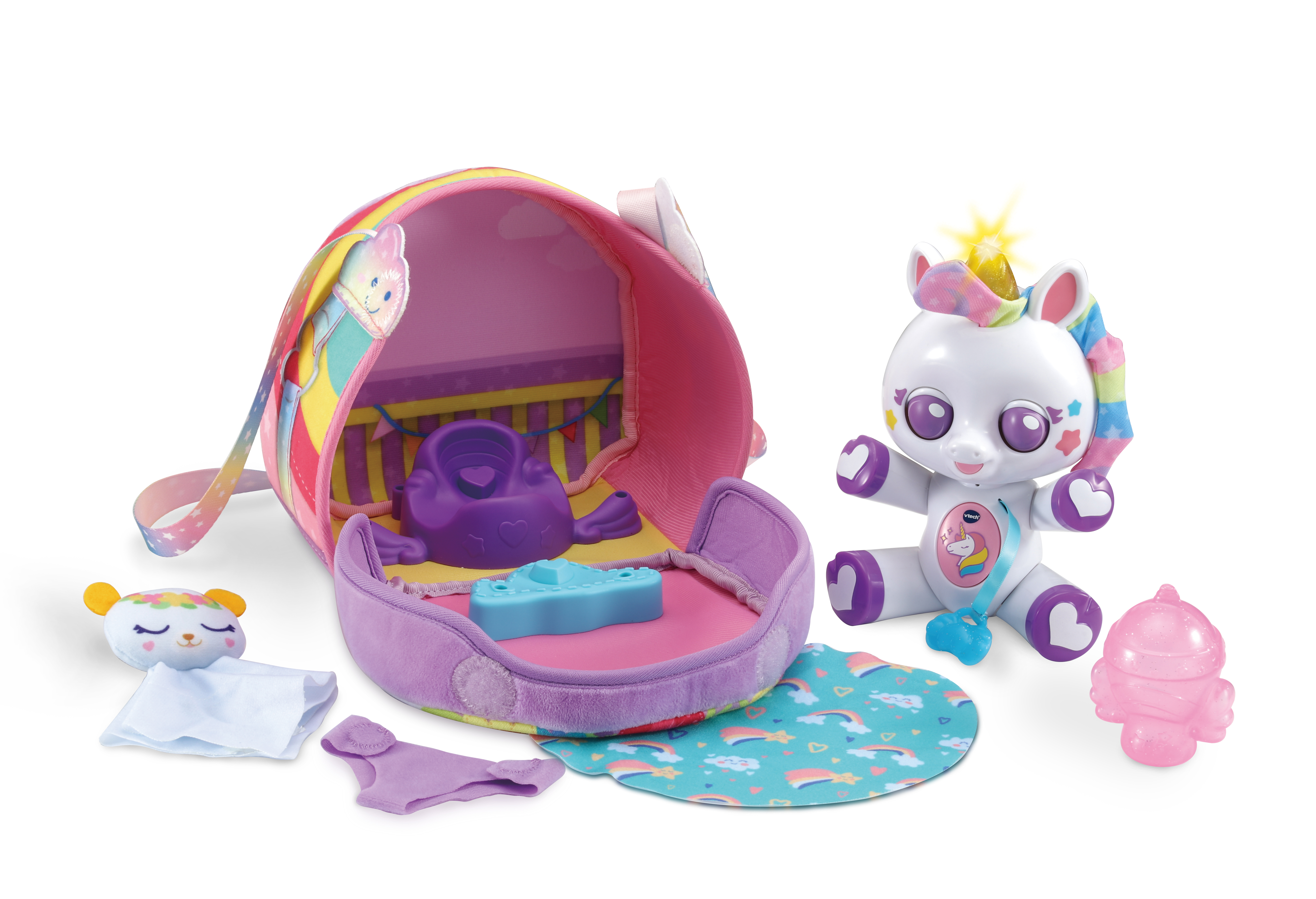 VTECH - Little Emily Handtasche Funktionspuppe, mit Love Mehrfarbig Einhorn