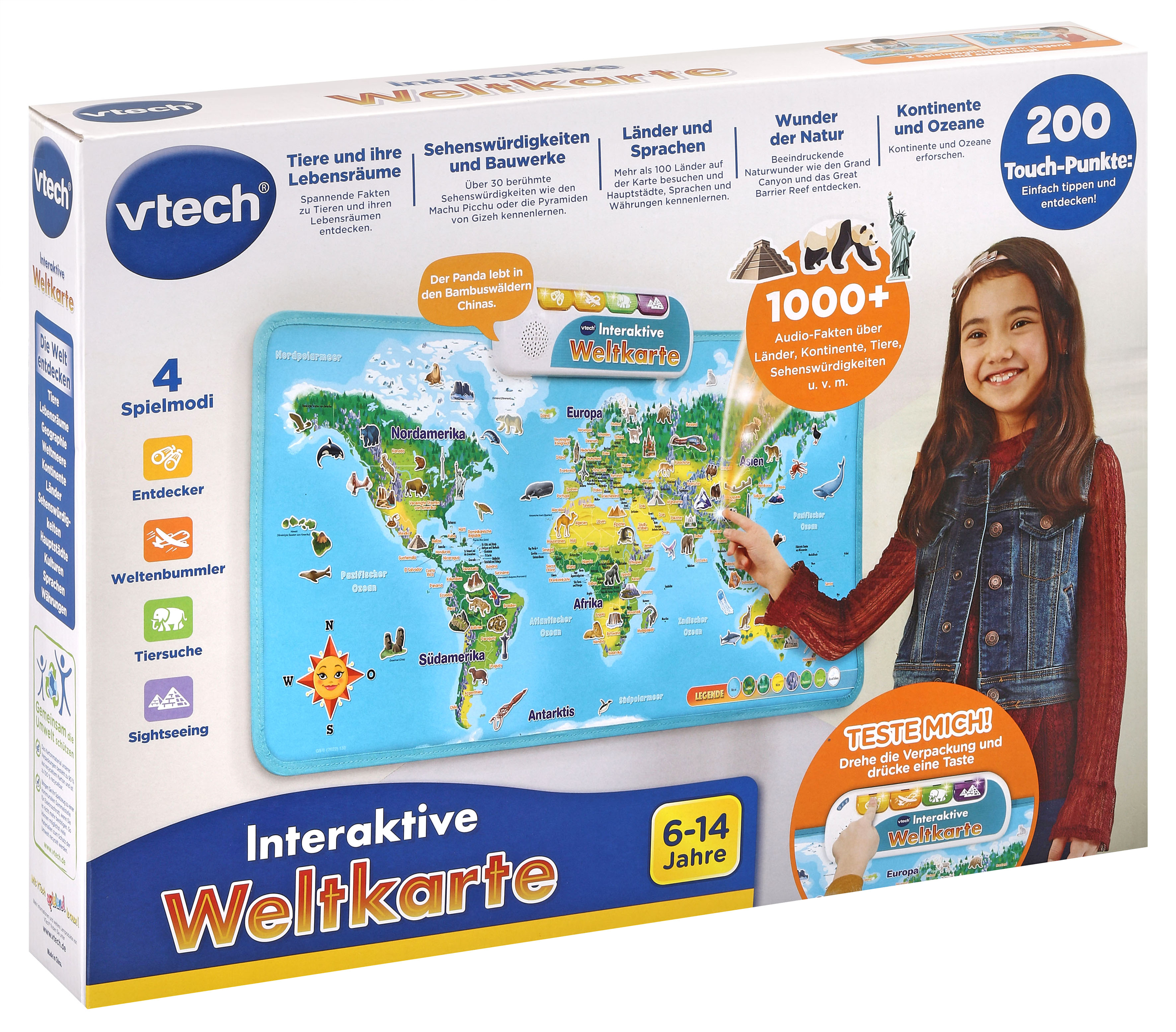 VTECH Interaktive Mehrfarbig Weltkarte, Weltkarte Interaktive