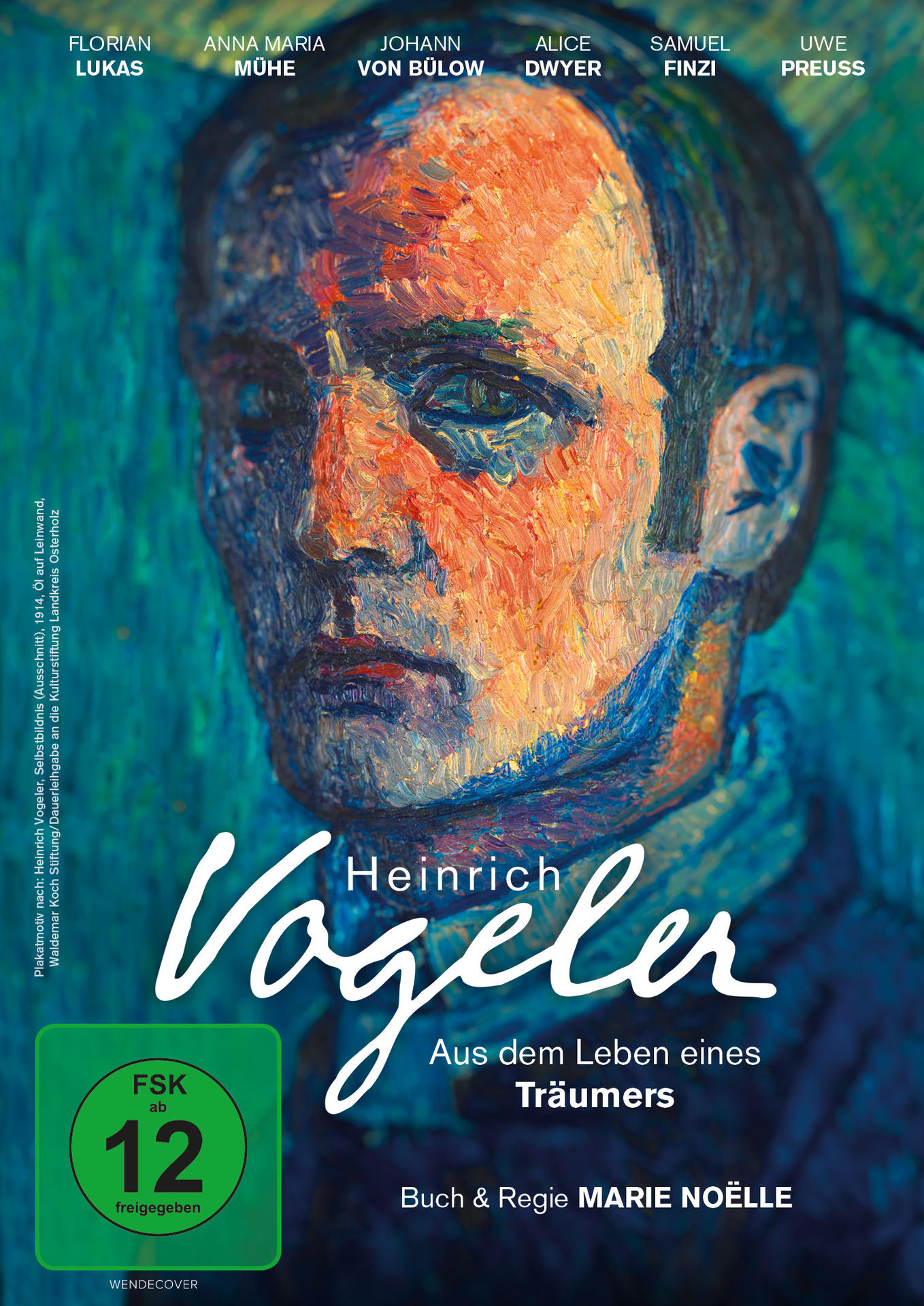 Filmplakat: Portrait eines Mannes, dunkles Haar, Blautöne. Titel: Heinrich Vogeler. Unten: Aus dem Leben eines Träumers.