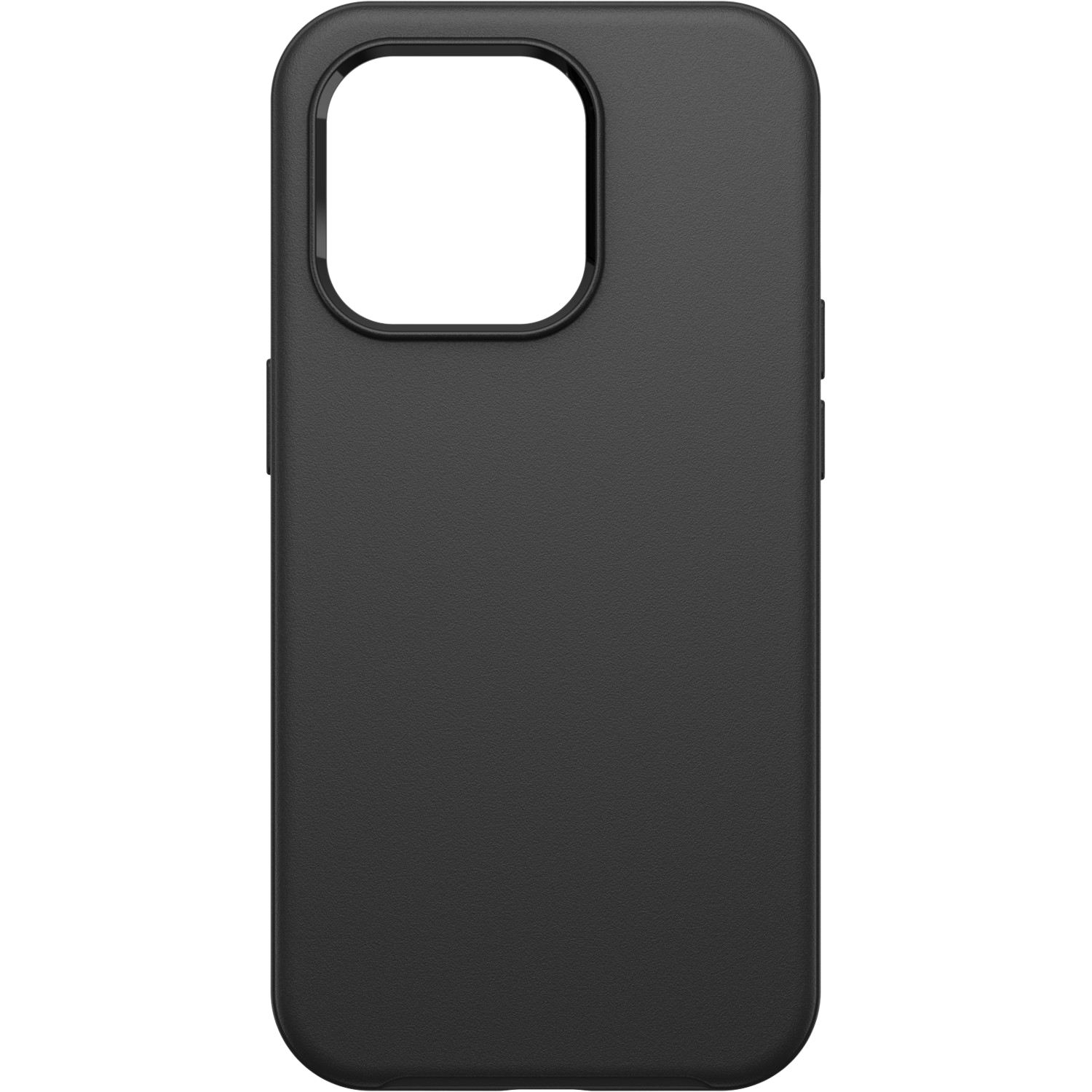 Zwarte telefoonhoes met camera-uitsparing, een minimalistisch ontwerp.