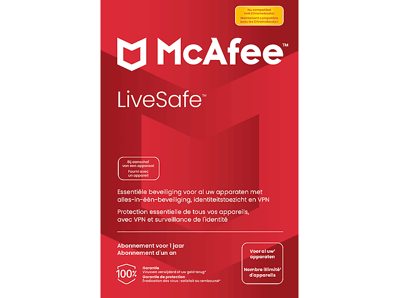 Mcafee Livesafe Attach Pour 1 Appareil Pedant An (windows Mac Android Ios) Fr/nl