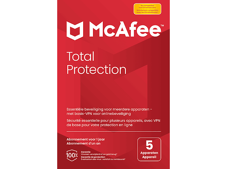 Mcafee Total Protection 5 Apparaten Voor 1 Jaar (windows Mac Android Ios) Nl/fr