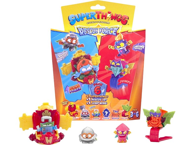Figura - Magicbox 4 Superthings & 2 Kazoom Jets Superthings, 3 cm, superthings + 1 vehículo rescue jet y además un Jump wing, Multicolor