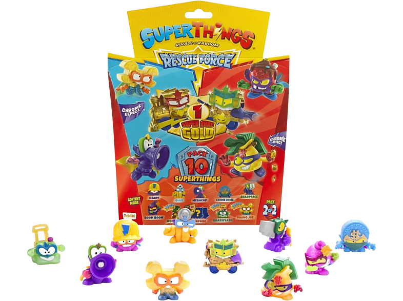 Figura - Magicbox Superthings Rescue Force, 3 cm, 9 Figuras Distintas Y 1 Un Super Raro Dorado, Multicolor