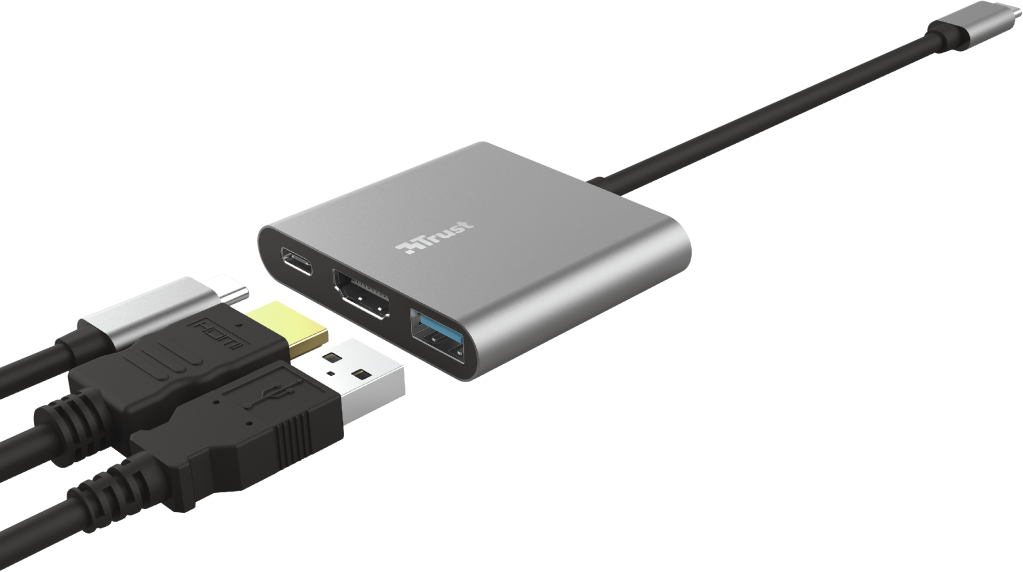 TRUST Dalyx - Multi-adaptateur USB-C 3 en 1 (Argent)
