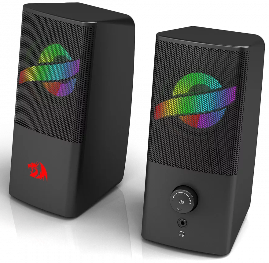 REDRAGON Air sztereó hangszóró, 3,5 mm Jack, 2x3W, USB tápellátás, RGB, fekete (GS530)