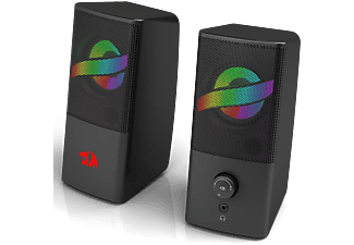 REDRAGON Air sztereó hangszóró, 3,5 mm Jack, 2x3W, USB tápellátás, RGB, fekete (GS530)