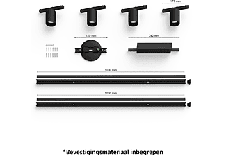 PHILIPS HUE Perifo Railverlichting Plafond Wit en Gekleurd licht Basisset 4-spots Zwart