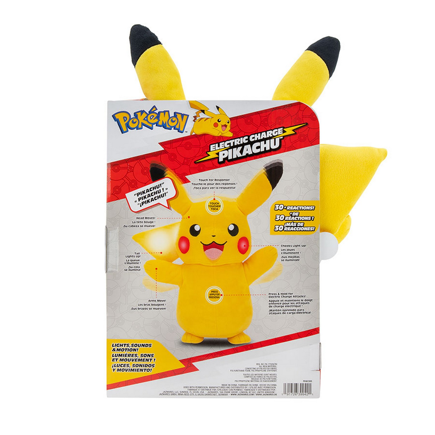 Peluche - Sherwood Pokémon Pikachu, 28 cm, Amarillo