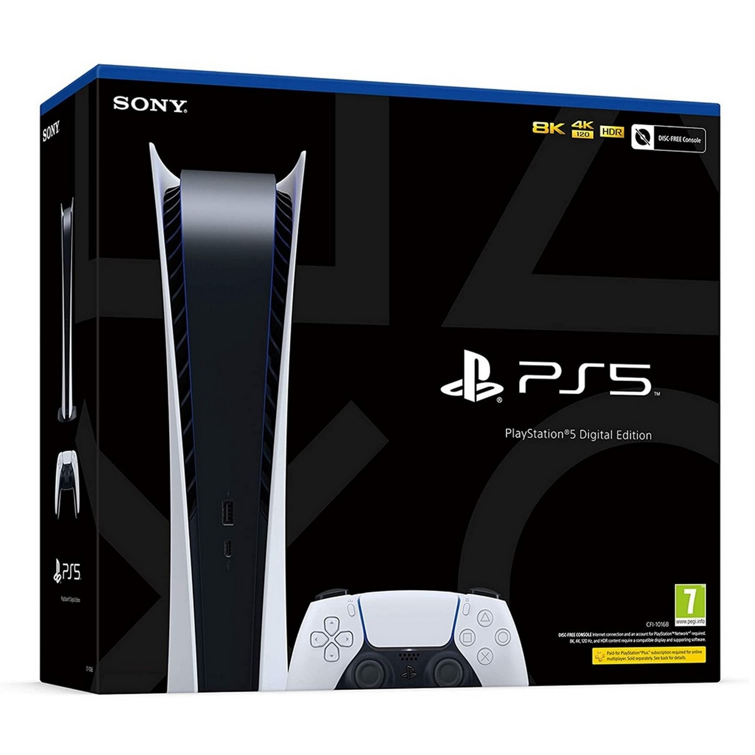 Consola - Sony PS5 Digital Edition, AMD Ryzen Zen 2, 16GB RAM, 825GB SSD, 4K, HDR, Wi-fi 6, Bluetooth 5.1, Blanco