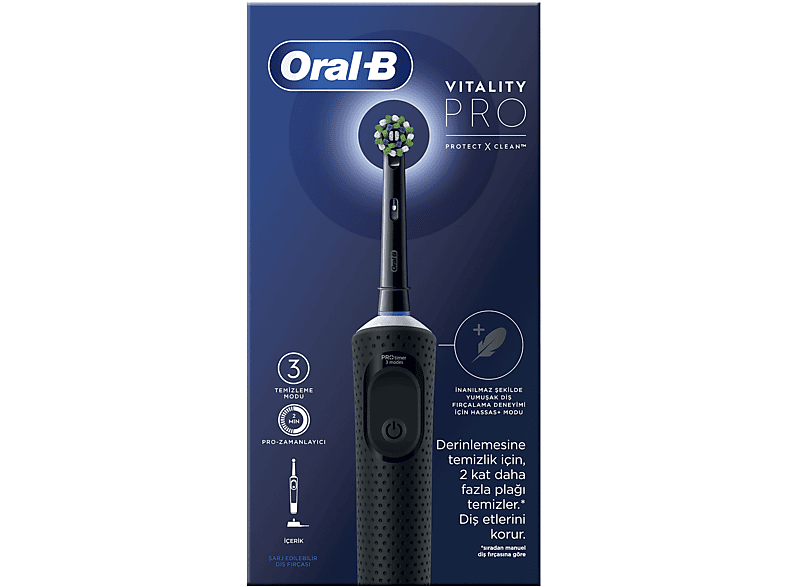 ORAL B D103 Vitality Pro Cross Action Şarjlı Diş Fırçası Siyah_6