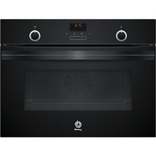 Horno compacto - Balay 3CB5151N2, Convencional, Limpieza por agua, 47 l, Sistema aire caliente, 60 cm, Negro