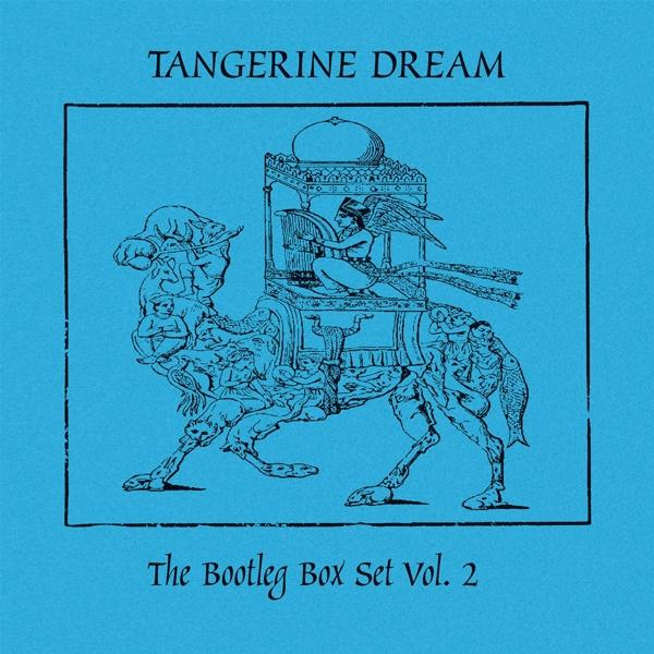 Albumcover für Tangerine Dream. Kamelartige Figur mit Menschen, blauer Hintergrund.