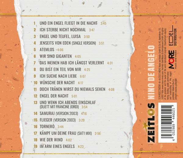 CD-Cover mit deutschen Songtiteln. Enthält ein Bild mit goldgelbem Hintergrund und den Namen einer Band.