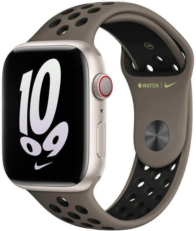 APPLE Bracelets pour Apple Watch 42-49 mm Olive Grey/Black Nike Sport Band (MPH73ZM/A)