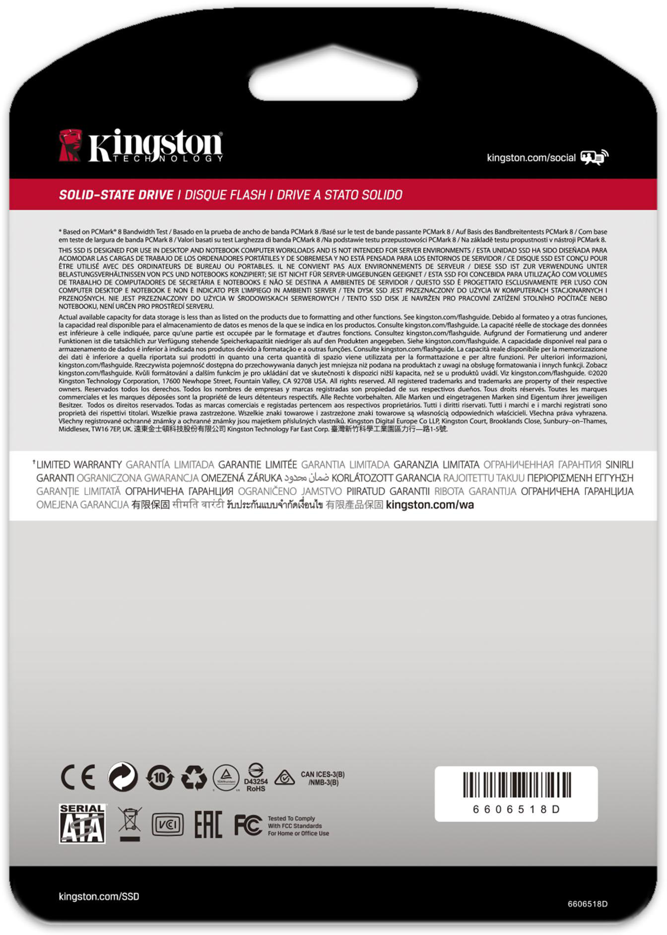 Kingston SSD csomagolás szöveggel.