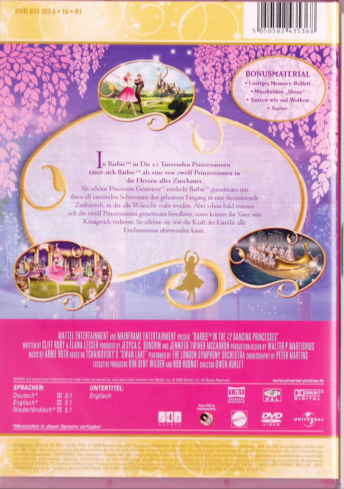 Rückseite der DVD Barbie in 12 Dancing Princesses.