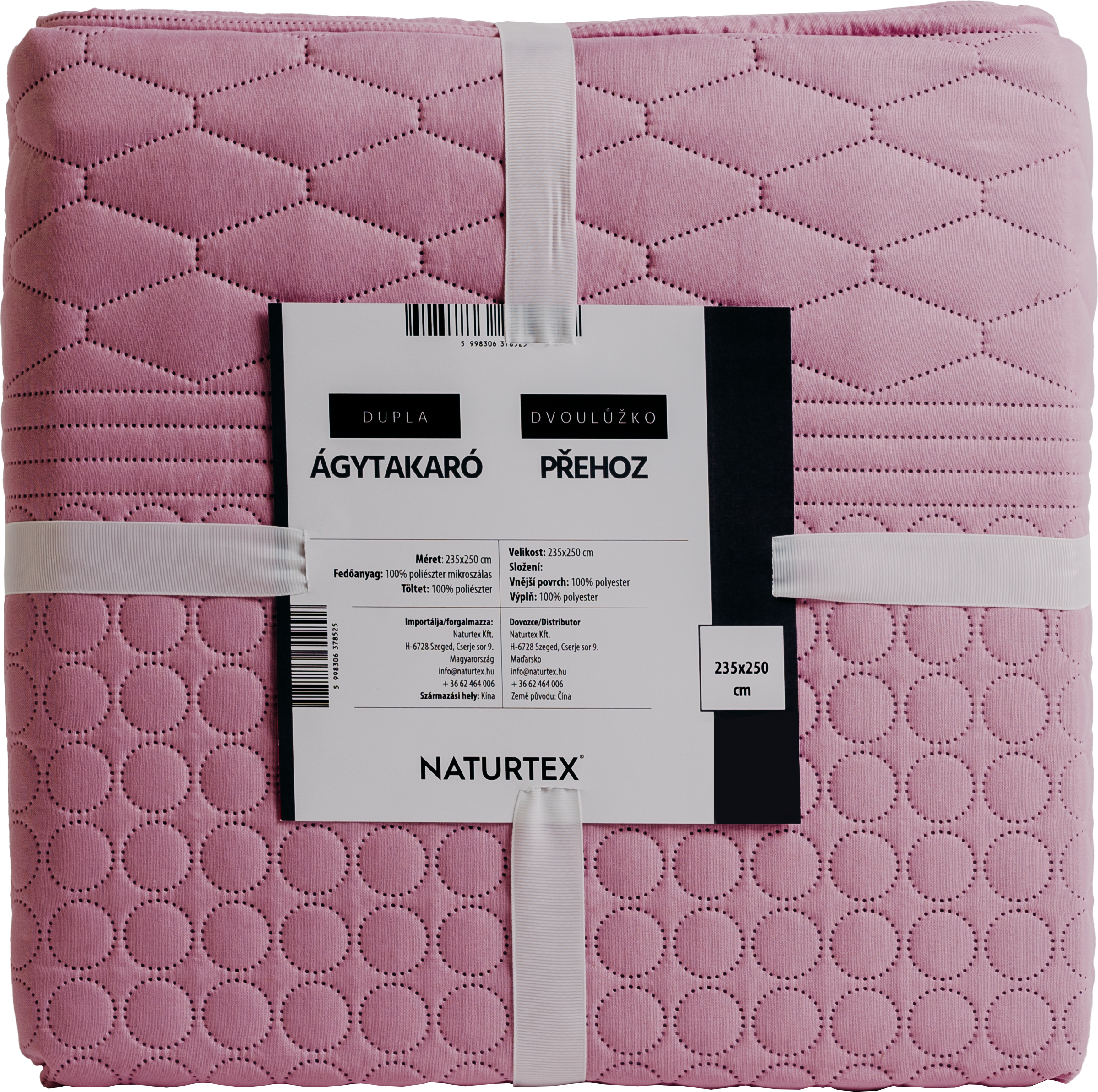 NATURTEX Microfiber ágytakaró, 235x250cm, pink-szürke