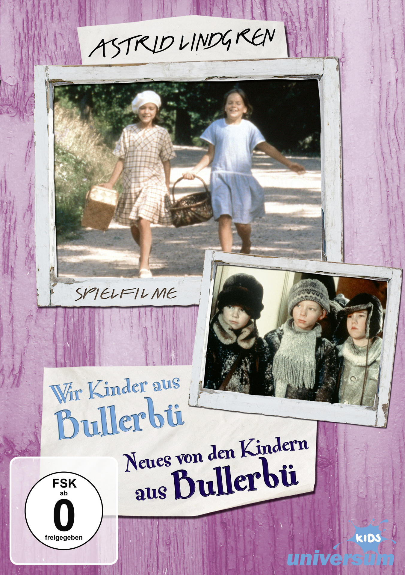 Filmposter mit zwei Fotos und Text über Astrid Lindgrens Werk.