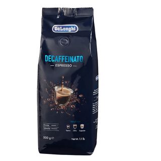 Café en grano - De’Longhi Decaffeinato DLSC607, 0.5 kg, Arábica y Robusta, Negro