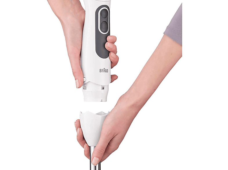 BRAUN Multiquick 3 MQ 3135WH Sauce Stabmixer Weiß/Grau (750 Watt, 500 ml Zerkleinerer, 600 Mix- und Messbecher)