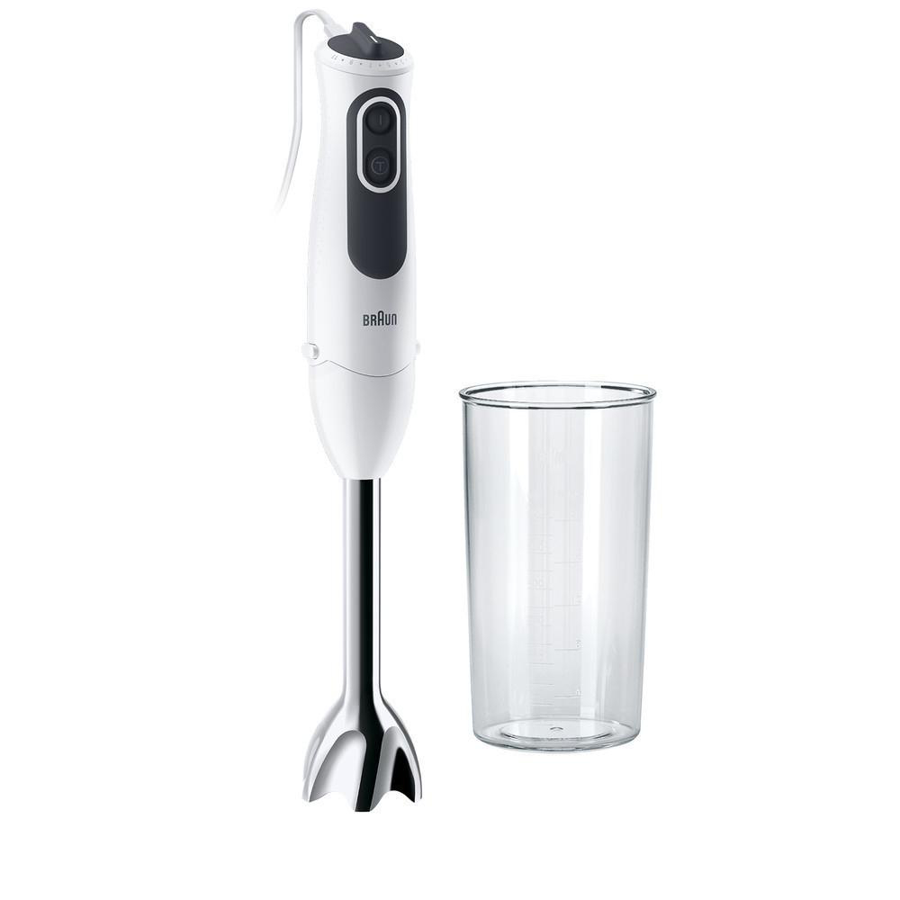 BRAUN Multiquick 3 MQ 3135WH Weiß/Grau (Zerkleinerer)) 0.5 Liter (750 (Messbecher), Watt, Sauce Stabmixer 0.6 Liter