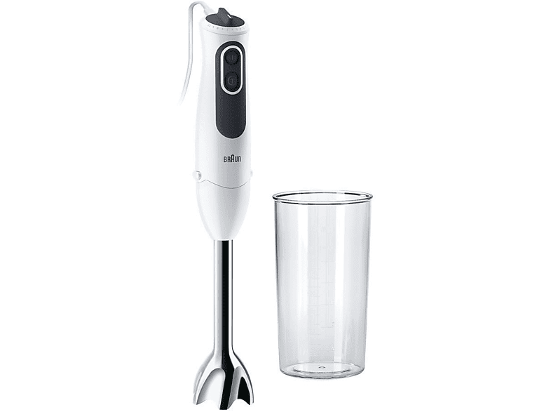BRAUN Multiquick 3 MQ 3135WH Sauce Stabmixer Weiß/Grau (750 Watt, 500 ml Zerkleinerer, 600 Mix- und Messbecher)