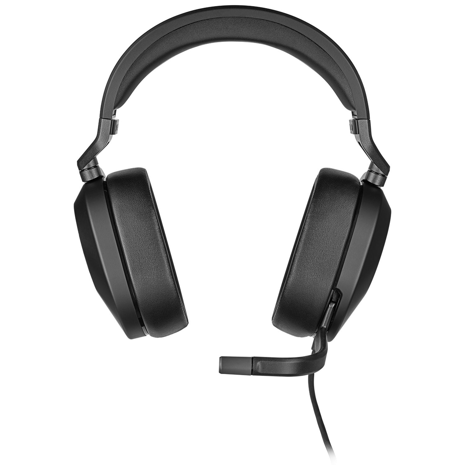 Auriculares negros con micrófono. El fondo es blanco.