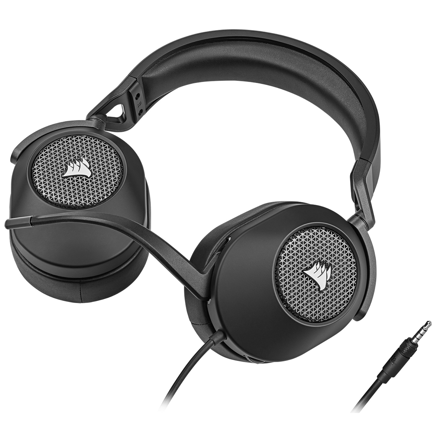Auriculares para juegos negros con micrófono.