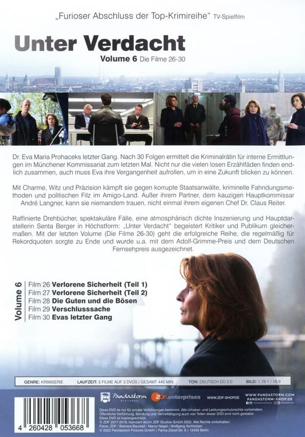 Die Rückseite einer DVD-Hülle mit deutschem Text. Sie zeigt Bilder und Text zu einer Fernsehserie.