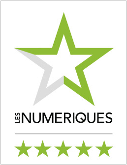 Un logo a forma di stella verde, con le parole "LES NUMERIQUES" sotto e cinque stelle.