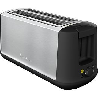 Tostadora - Moulinex LS342D10, 1700 W, 2 ranuras, 7 niveles tostado, Función descongelar y recalentar, Función ECO, Bandeja recogemigas, Acero Inox.