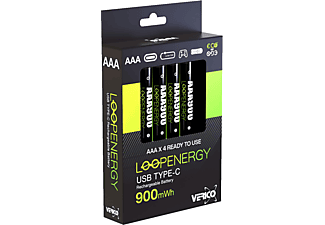 VERICO LOOPENERGY AAA USB TYP-C Wiederaufladbare Batterie, 4er Pack