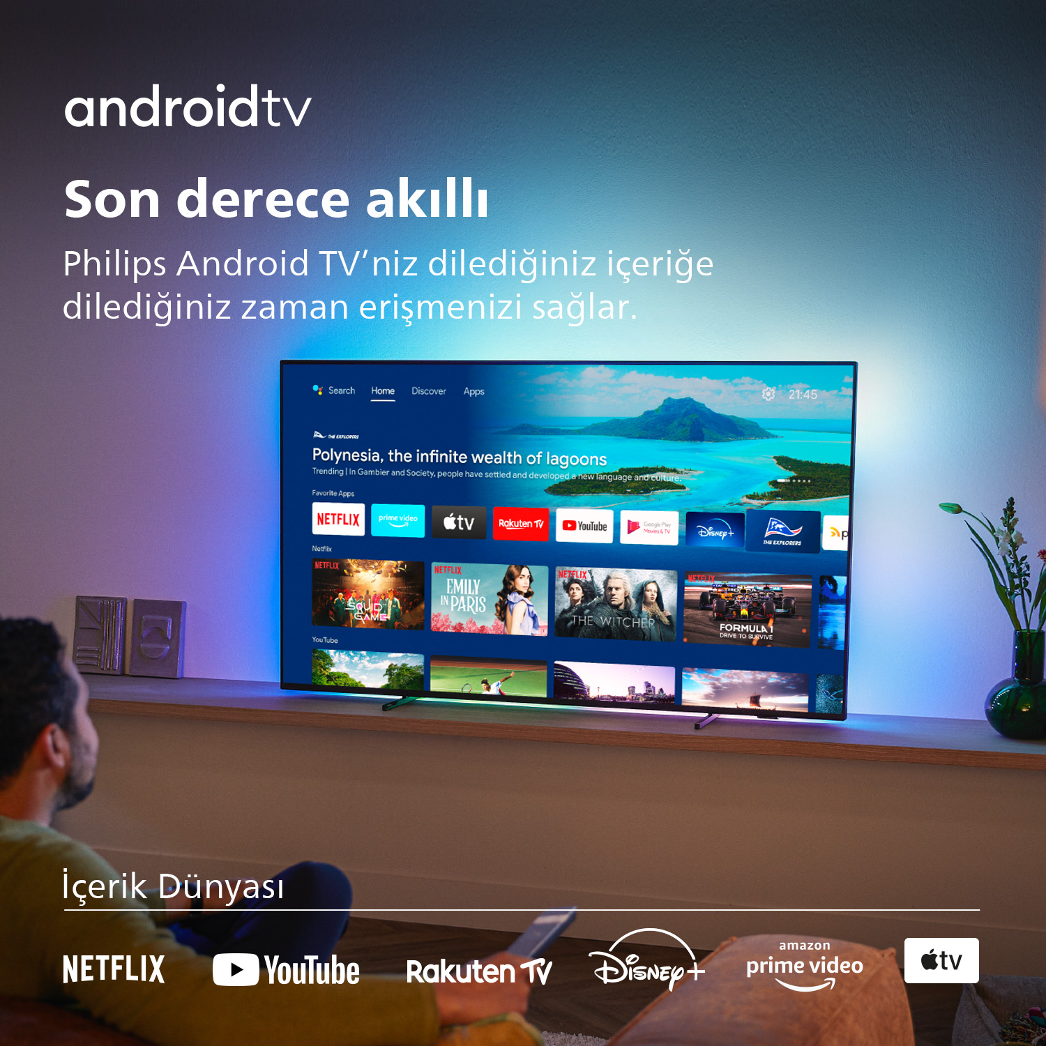 PHILIPS 65PML9507 65 inç 164 Ekran Uydu Alıcılı Android Smart 4 Taraflı Ambilight 4K Ultra HD MiniLED TV