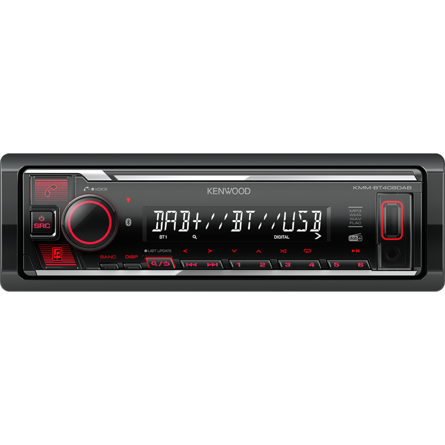 Kenwood KMM-BT408DAB Autoradio - Rood