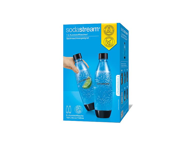 Sodastream Spülmaschinengeeignete Kunststoffflasche fuse schwarz, 2er-Pack (1l, für Wassersprudler) — Foto 2 von 4