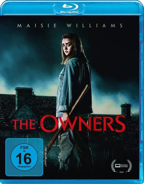 Blu-ray Disc. 'The Owners' Cover. Eine Frau hält einen Baseballschläger. Dunkler Hintergrund.