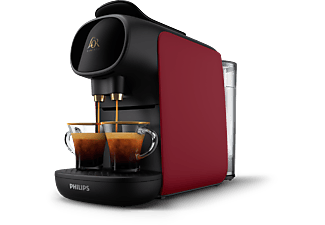 Cafetera de cápsulas - Philips LM9012/50 L'OR, 1450W, 19 bar, 0.80 l,  Función 2 tazas, Sistema antigoteo, Rojo