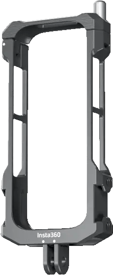 Cadre de caméra Insta360 gris, avec points de montage et marque Insta360.