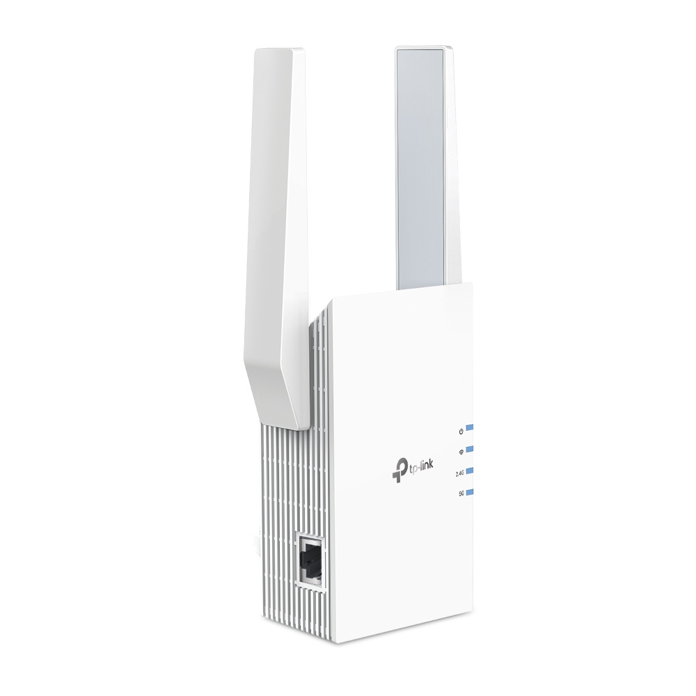 Witte TP-Link range extender met twee antennes.