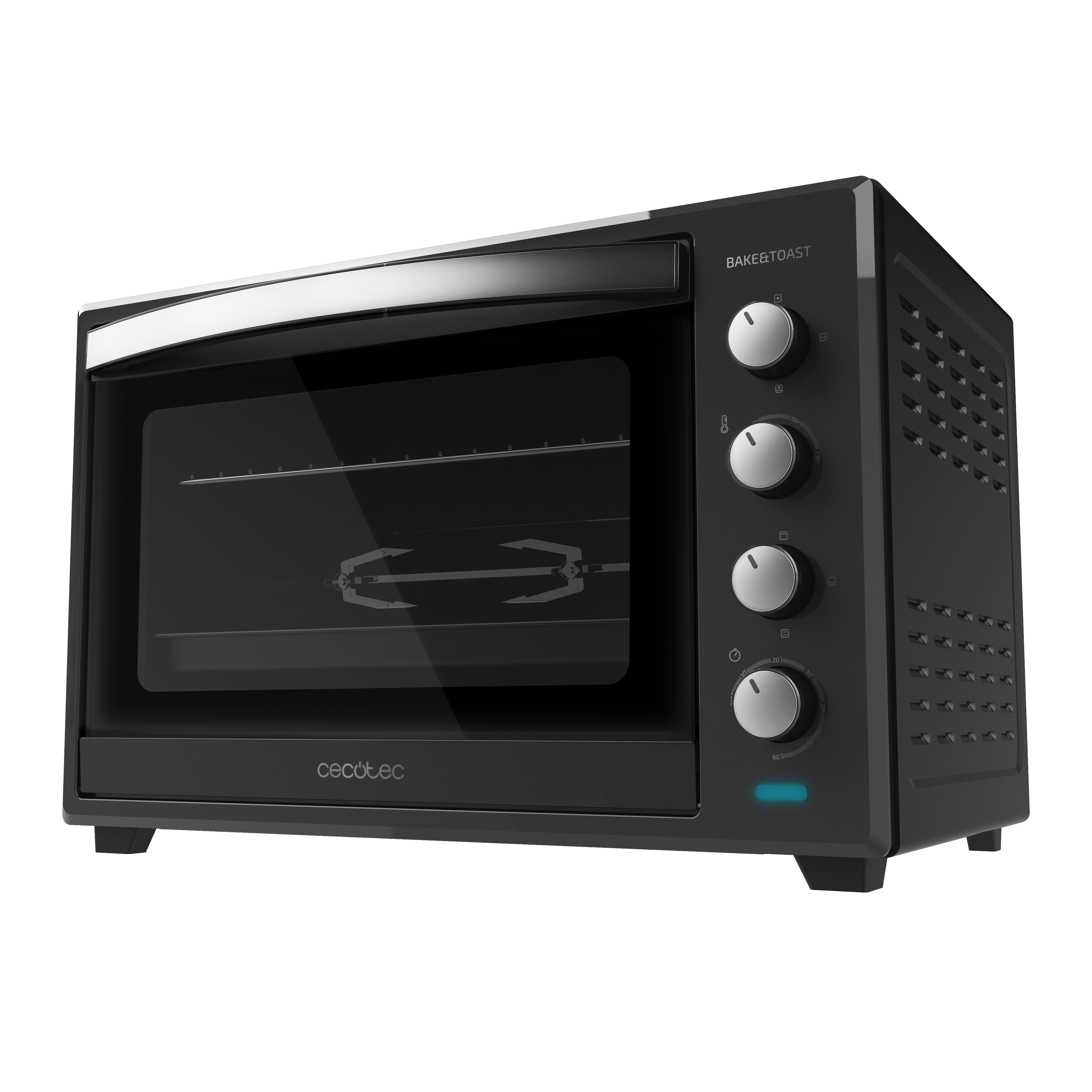 Horno de sobremesa - Cecotec Bake&Toast 6000 Black Gyro, 2000 W, Capacidad 60 L, 12 Funciones, Incluye Rustidor