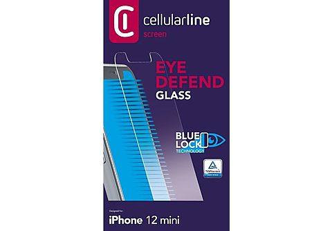 Protector pantalla - CellularLine EYEDEFENDIPH12MAX, Cristal templado, Filtro de luz azul, Transparente