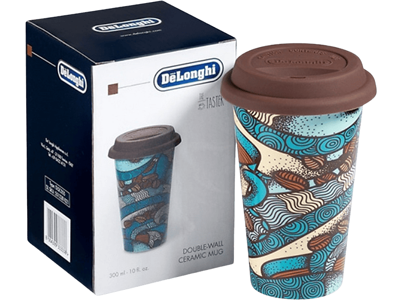 Taza - De'Longhi DLSC055, 0.35 l, Cerámica, Con tapa de silicona, Multicolor